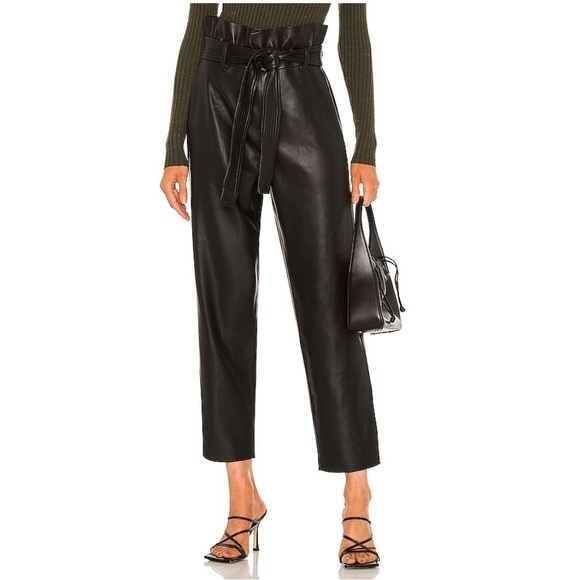 Blank NYC Pants - Blank NYC Vegan Leather Paper Bag Pants Black